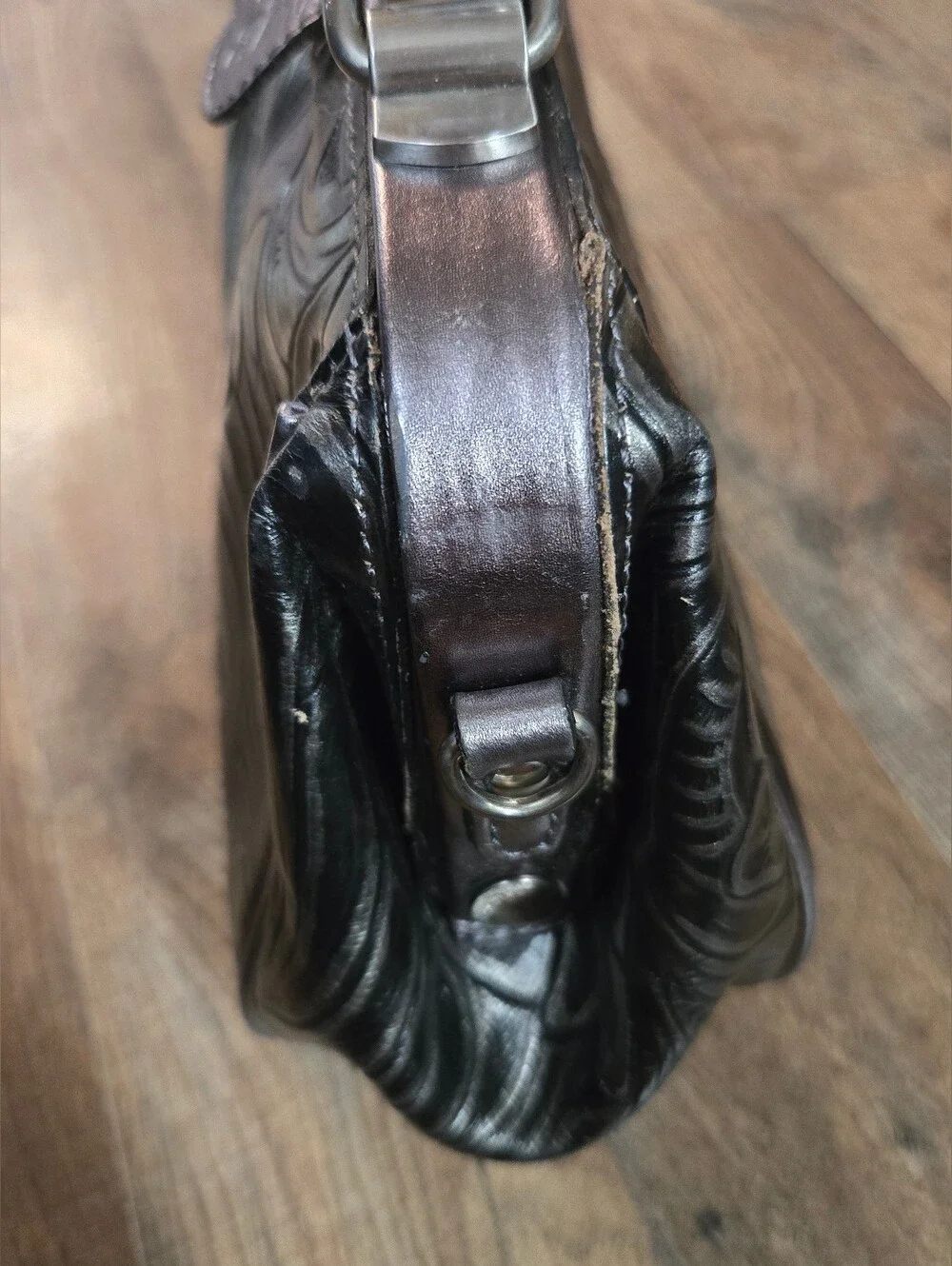 Patricia Nash Floral Metallic Black Handbag